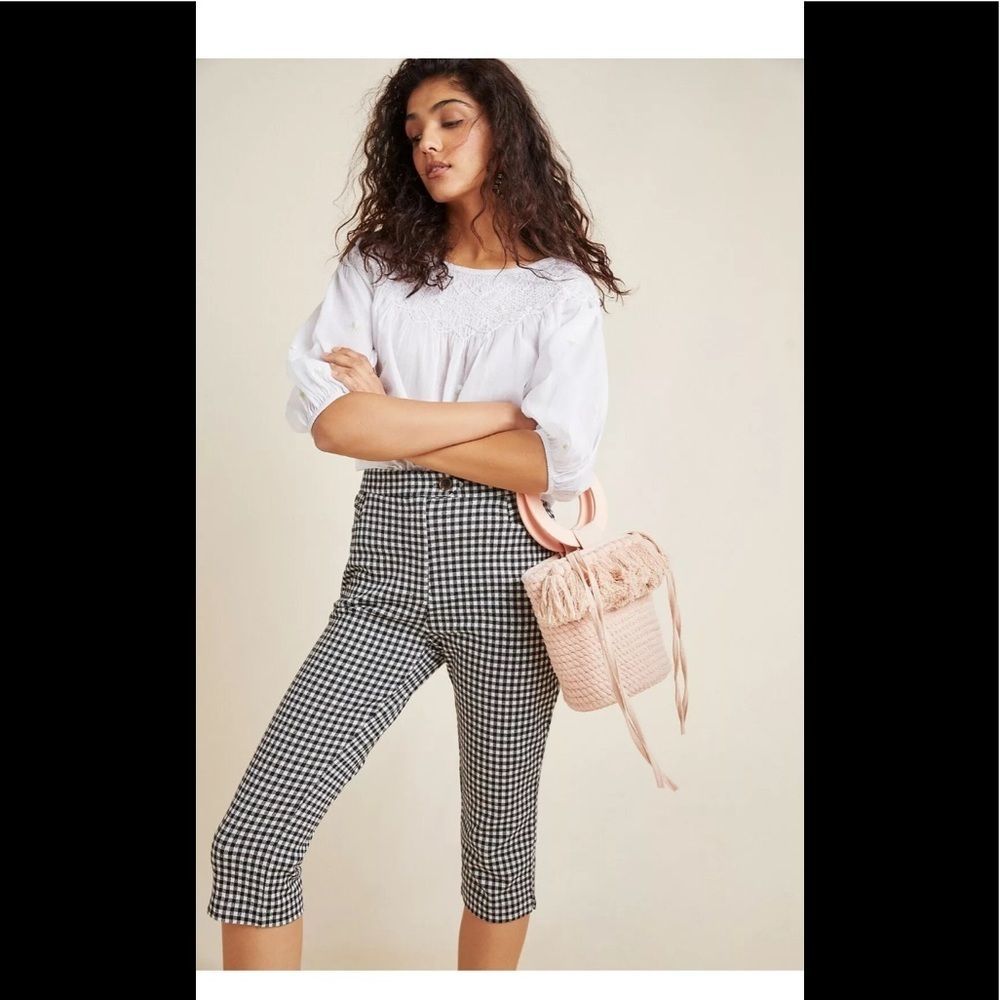 By Anthropologie small checker print Capri pants